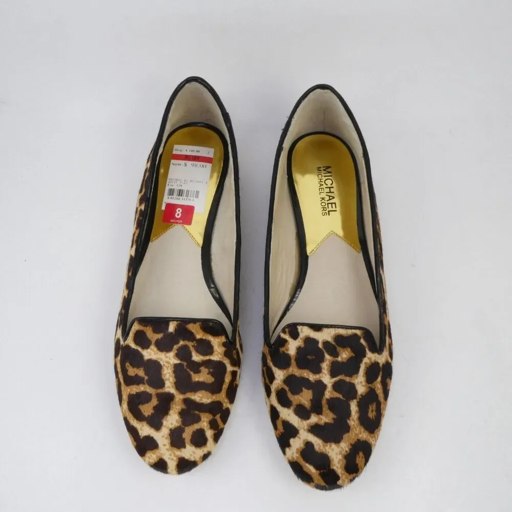 Michael Kors Women's Size US 8 Leopard Print Calf Hair Ballet Flats NWOB